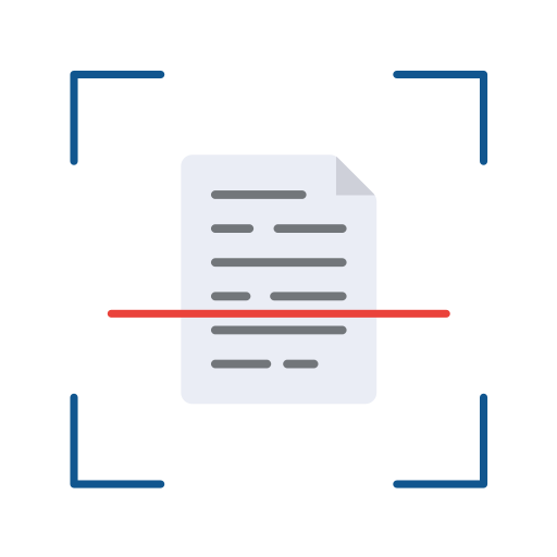 Icon showing a prescription being scanned by a smartphone